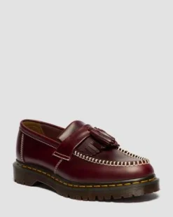 Adrian-loafers med kvast i Orleans-læder in Kirsebærrød