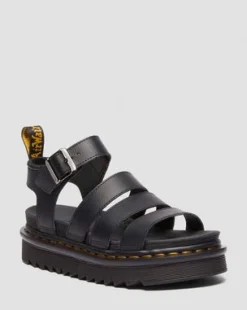 Blaire-sandaler med rem i Athena-læder in Sort