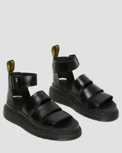 CLARISSA II LEATHER STRAP SANDALS in Sort
