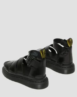 CLARISSA II LEATHER STRAP SANDALS in Sort