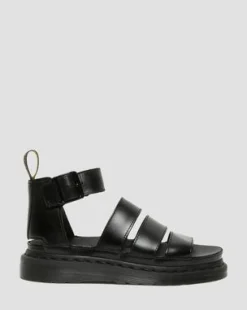CLARISSA II LEATHER STRAP SANDALS in Sort