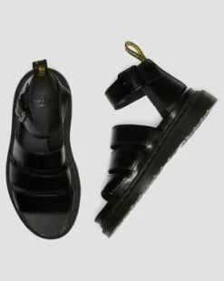 CLARISSA II LEATHER STRAP SANDALS in Sort