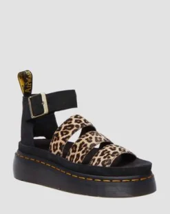 Clarissa Ii Quad-lædersandaler i leopardmønster med platform in Lysebrun