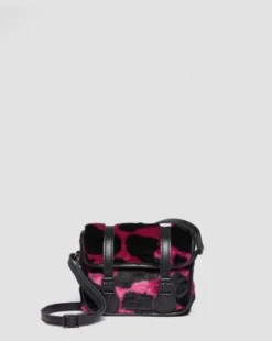 18 cm Hair On-skuldertaske med koprint in Thrift Pink