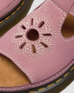 Dunnet Flower-platformsandaler i nubuck-læder in Pudderrosa