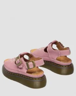 Dunnet Flower-platformsandaler i nubuck-læder in Pudderrosa