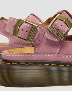 Dunnet Flower-platformsandaler i nubuck-læder in Pudderrosa
