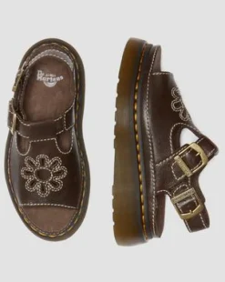 Dunnet Flower-sandaler i fuldkornet læder in Brun
