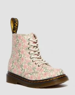 1460 Floral-læderstøvler til småbørn in Sky Hvid