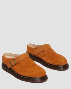Isham-mules i ruskind med imiteret fårepelsforing in Pecan Brown