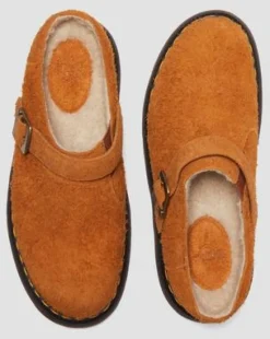 Isham-mules i ruskind med imiteret fårepelsforing in Pecan Brown