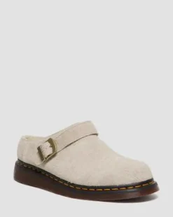 Isham-mules i ruskind med imiteret fårepelsforing in Vintage Taupe