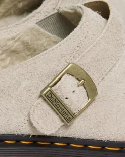Isham-mules i ruskind med imiteret fårepelsforing in Vintage Taupe