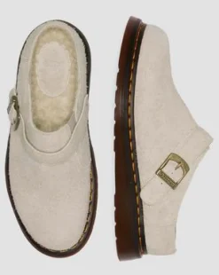 Isham-mules i ruskind med imiteret fårepelsforing in Vintage Taupe