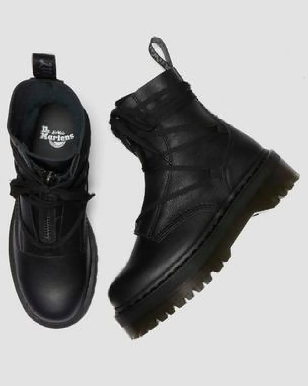 Jarrick II Mono Laced Leather Platform Boots in Black