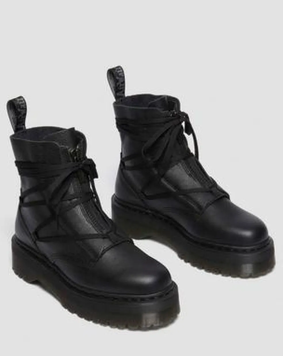 Jarrick II Mono Laced Leather Platform Boots in Black