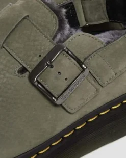 Jorge II-mules med imiteret pelsforing in Nickel Grey