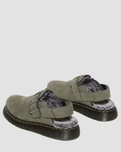 Jorge II-mules med imiteret pelsforing in Nickel Grey