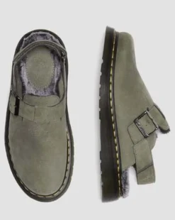 Jorge II-mules med imiteret pelsforing in Nickel Grey