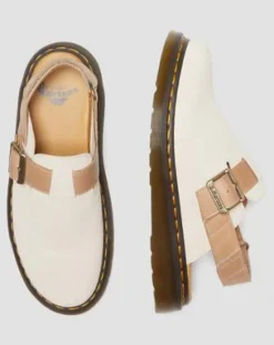 Jorge II Slingback-mules i ruskind og læder med remme in Pergament Beige