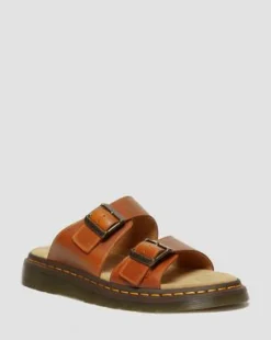 Josef-sandaler i læder med spænde in Oak