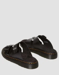 Josef-sandaler i læder med spænde in Sort