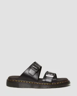 Josef-sandaler i læder med spænde in Sort