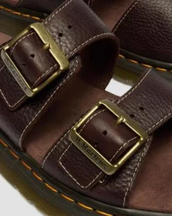 Josef Slide-sandaler i Grizzly-læder in Mørkebrun