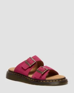 Josef Slide-sandaler i nubuck-læder in Pink