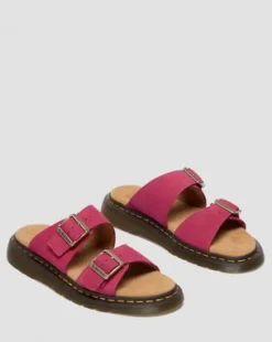 Josef Slide-sandaler i nubuck-læder in Pink