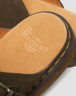 Josef Slide-sandaler i ruskind in Olivenfarvet Grøn