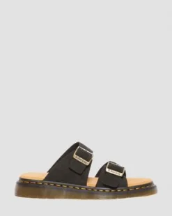 Josef Slide-sandaler i ruskind in Sort