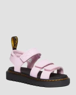 Junior Klaire-sandaler i Athena-læder med velcrorem in Lys Pink