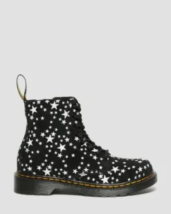Junior 1460 Pascal Star Suede Lace Up Boots in Sort