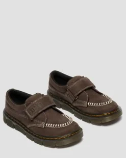 Junior - Raffe Tumbled Nubuck-sko med rem in Mørkebrun