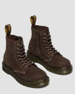 Junior - 1460 Tumbled Nubuck-støvler in Mørkebrun