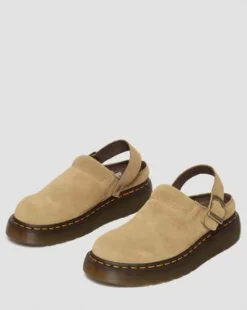 Laketen Bronx-mules med platform i ruskind in Cámel