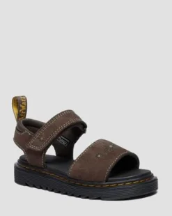 Marlowe Flower-sandaler i nubuck-læder med rem - Junior in Mørkebrun