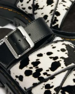 Mattison Slide-sandaler i dalmatinermønstret Hair On-læder in Cremefarvet & Sort
