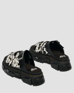 Mattison Slide-sandaler i dalmatinermønstret Hair On-læder in Cremefarvet & Sort