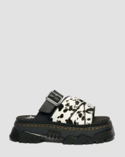Mattison Slide-sandaler i dalmatinermønstret Hair On-læder in Cremefarvet & Sort