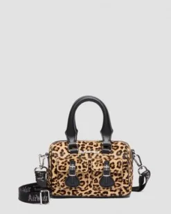 Mini-taske med tophåndtag i leopardmønster in Sort & Cámel