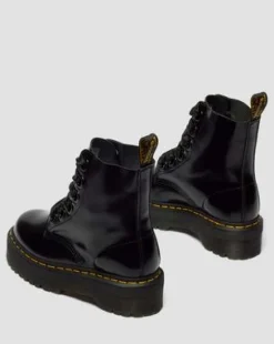 Molly Platform Læderstøvler in Sort