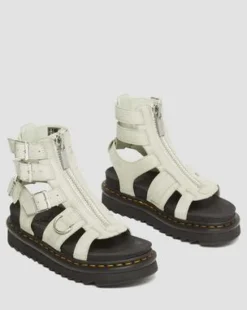 Olson Gladiator-sandaler med lynlås i Tumbled Nubuck-læder in Smoked Mint