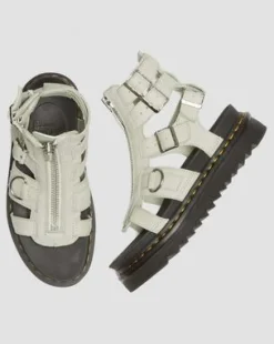 Olson Gladiator-sandaler med lynlås i Tumbled Nubuck-læder in Smoked Mint