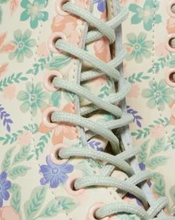 1460 Pascal Floral Reclaimed-læderstøvler in Sky Hvid