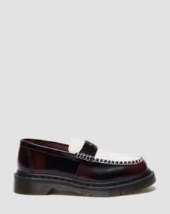 PENTON HEART-LOAFERS I TOFARVET RUB-OFF LÆDER in Kirsebærrød & Hvid