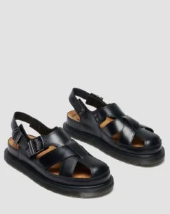 San Fisherman-sandaler i læder in Sort