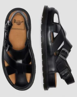 San Fisherman-sandaler i læder in Sort