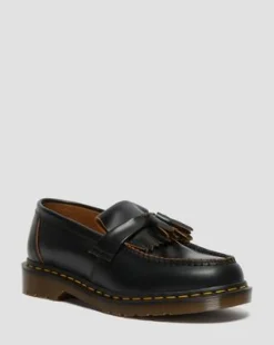 Vintage Adrian-loafers i Quilon-læder med kvast in Sort